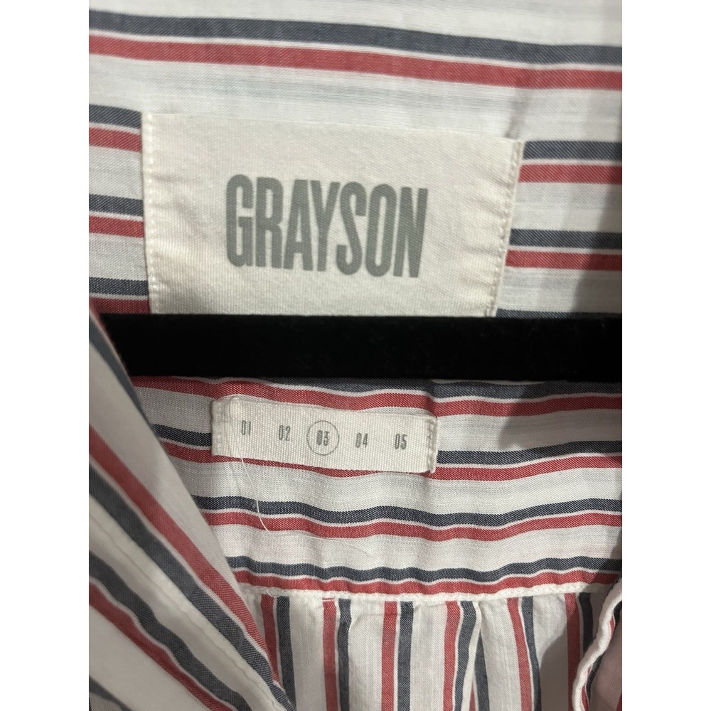 Grayson 3 8-10 Shirt Womens Multicolor Striped Button The Hero Cotton - Picture 7 of 8